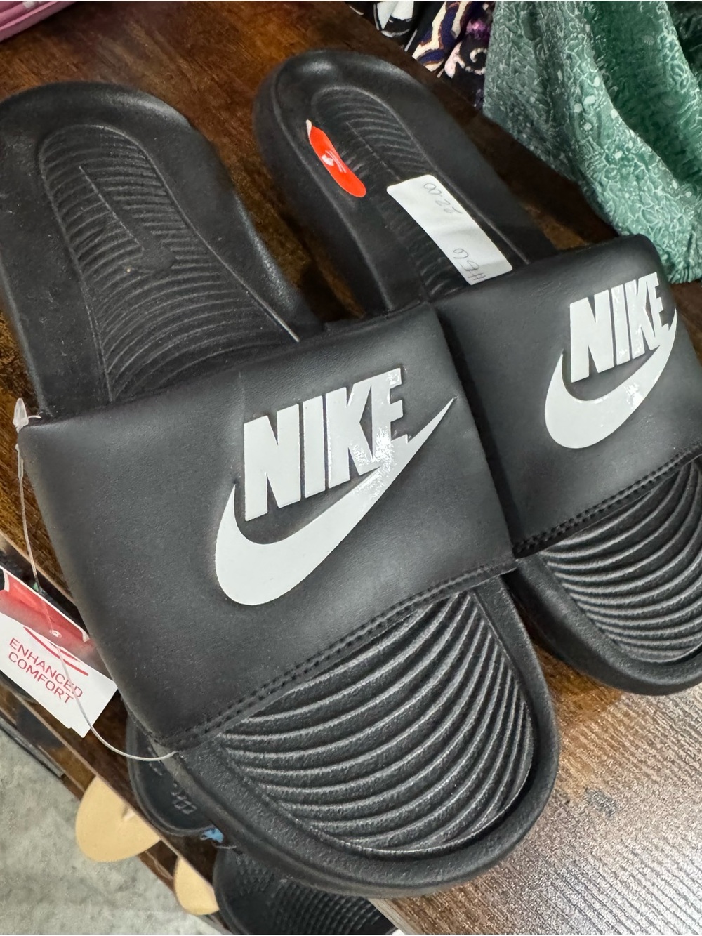 Nike Black Slides with White Logo